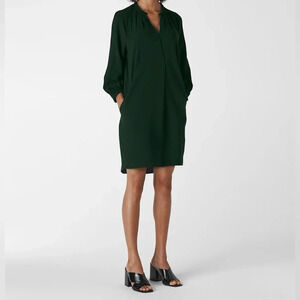 Whistles Dark Green Enora Shift Dress with Pockets Size XS